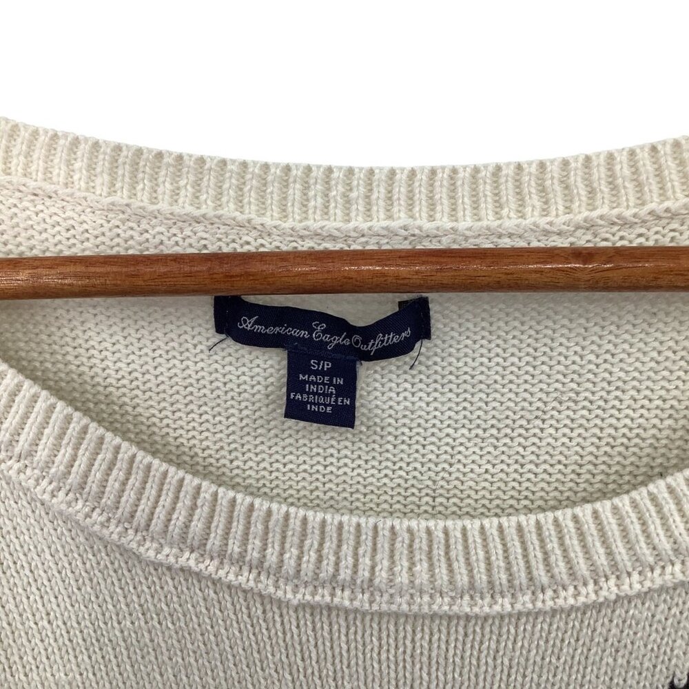 American Eagle Outfitters Women's Cream Black Penguin Knit Sweater Small - Picture 3 of 5